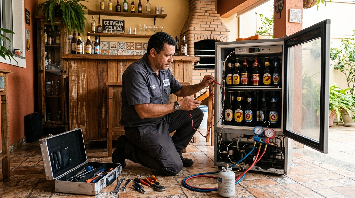 Recarga de gás refrigerante em cervejeira em atendimento em Uberaba‑MG