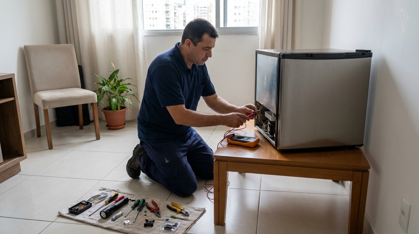 Técnico de conserto de frigobar em residência em Uberaba‑MG